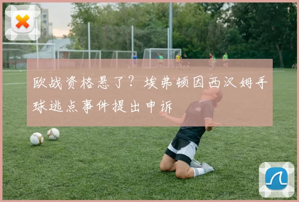 欧战资格悬了？埃弗顿因西汉姆手球逃点事件提出申诉